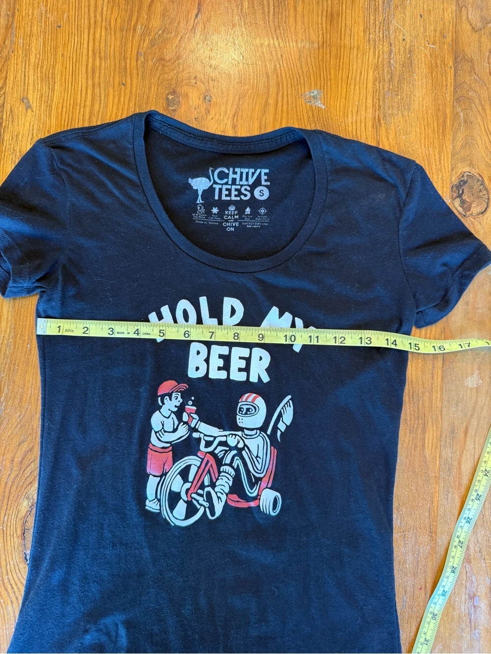 Chive Tees Hold My Beer Graphic Tee - Black with Red & White Print Size Small - Picture 6 of 6